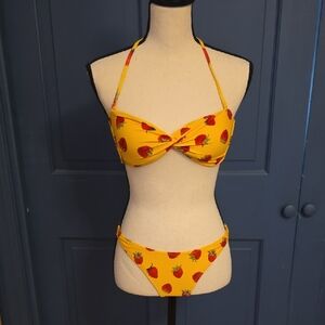 J. Crew Yellow Strawberry Bikini Set Sz Small No Wear
